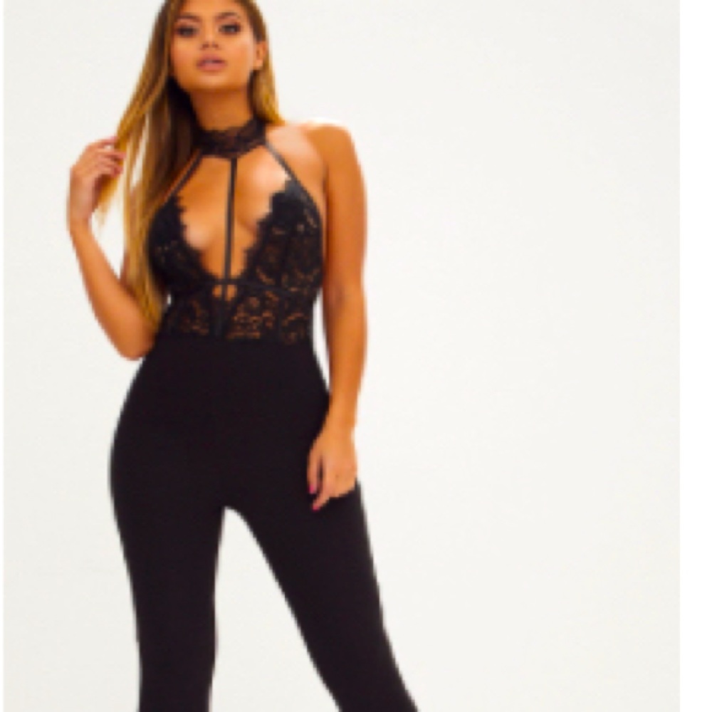 Black plunge jumpsuit